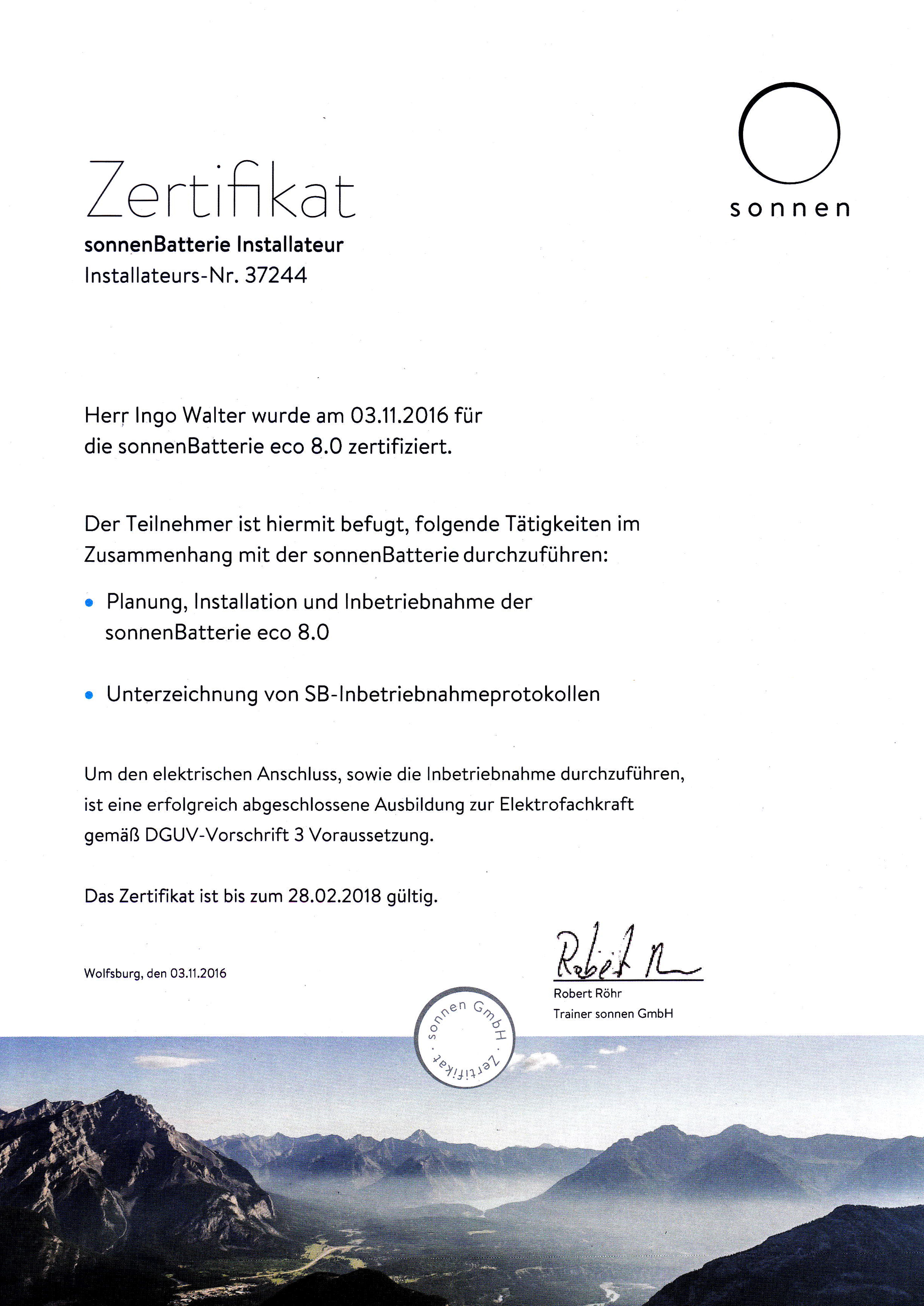 sonnenBatterie eco 8.0 zertifiziert