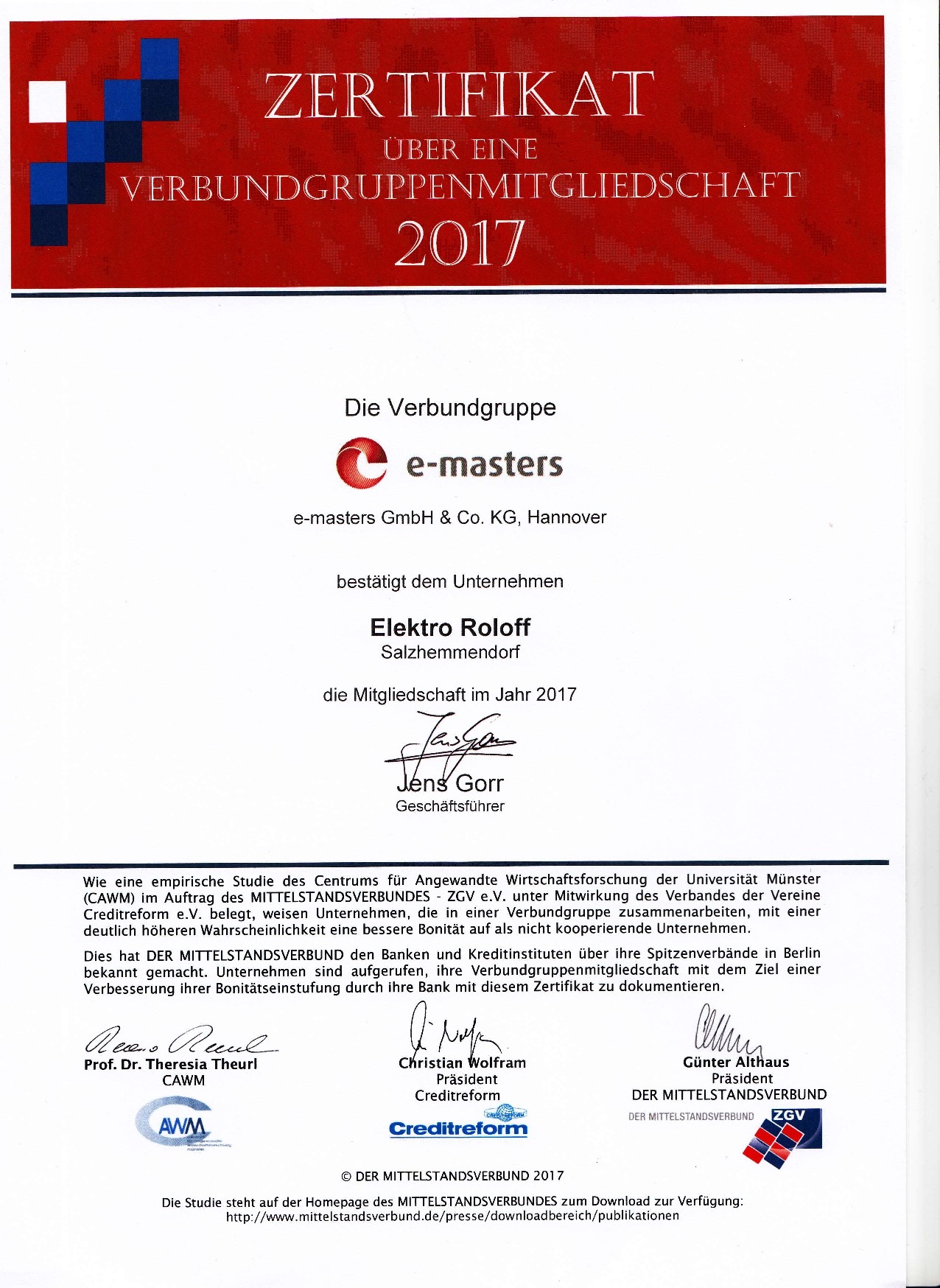 Verbundgruppenmitgliedschaft 2017